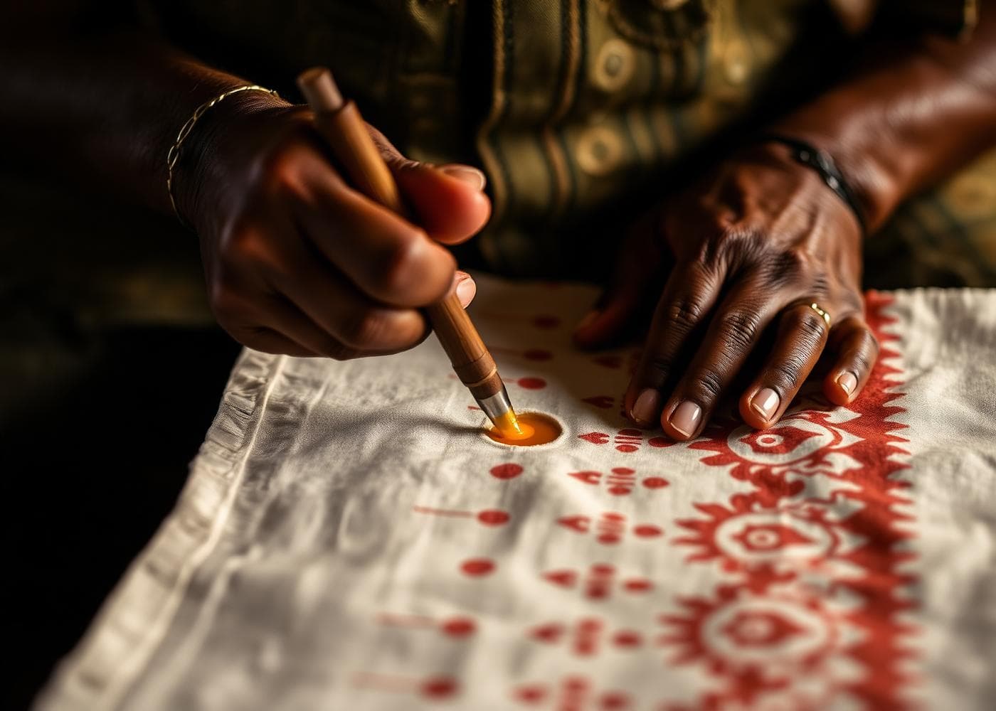 Traditional Sri Lankan Batik wax drawing process